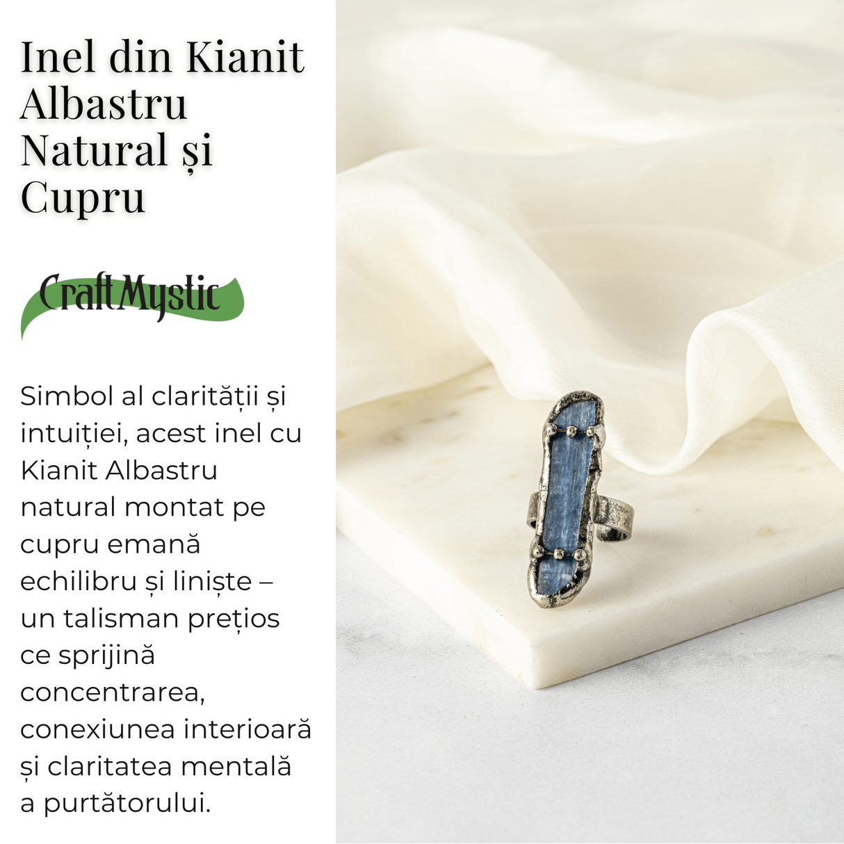 Inel Vintage din Kianit Albastru Natural - Claritate si Echilibru Interior