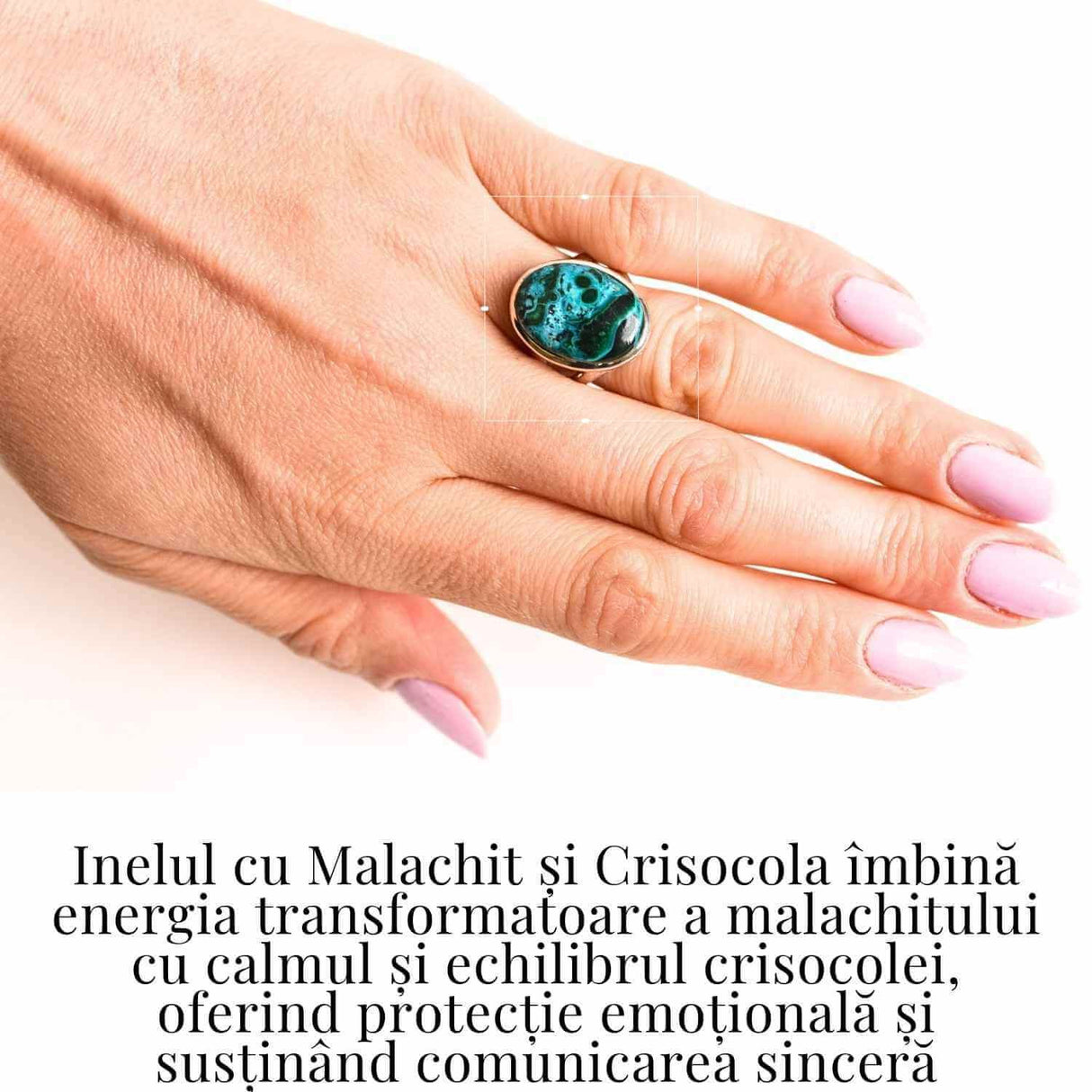 Inel Malachit si Crisocola montura Argint 925 - Protectie si echilibru emotional