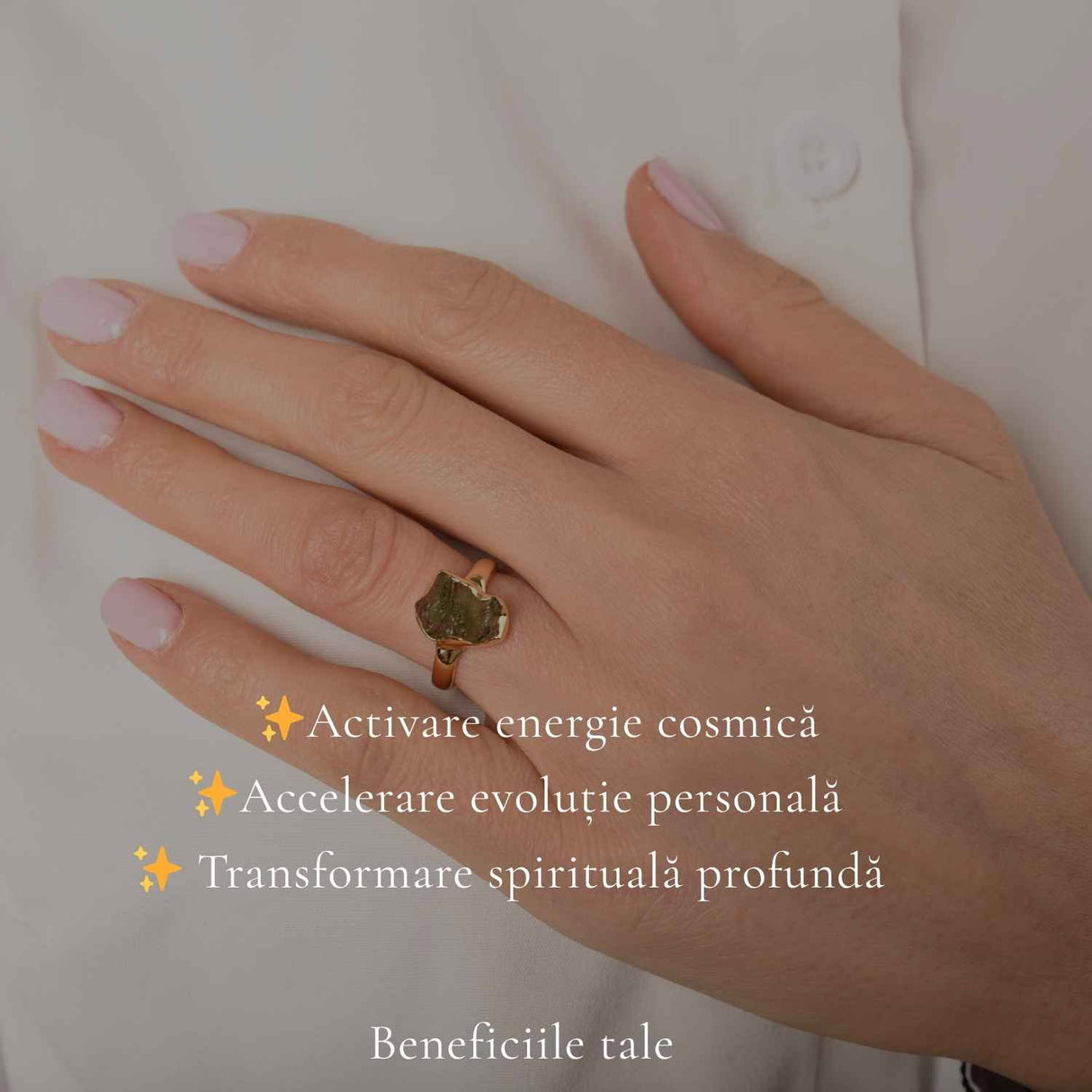 Inel moldavit brut neuniform si argint placat cu aur de 18k, M5/49 – energie transformare si autenticitate