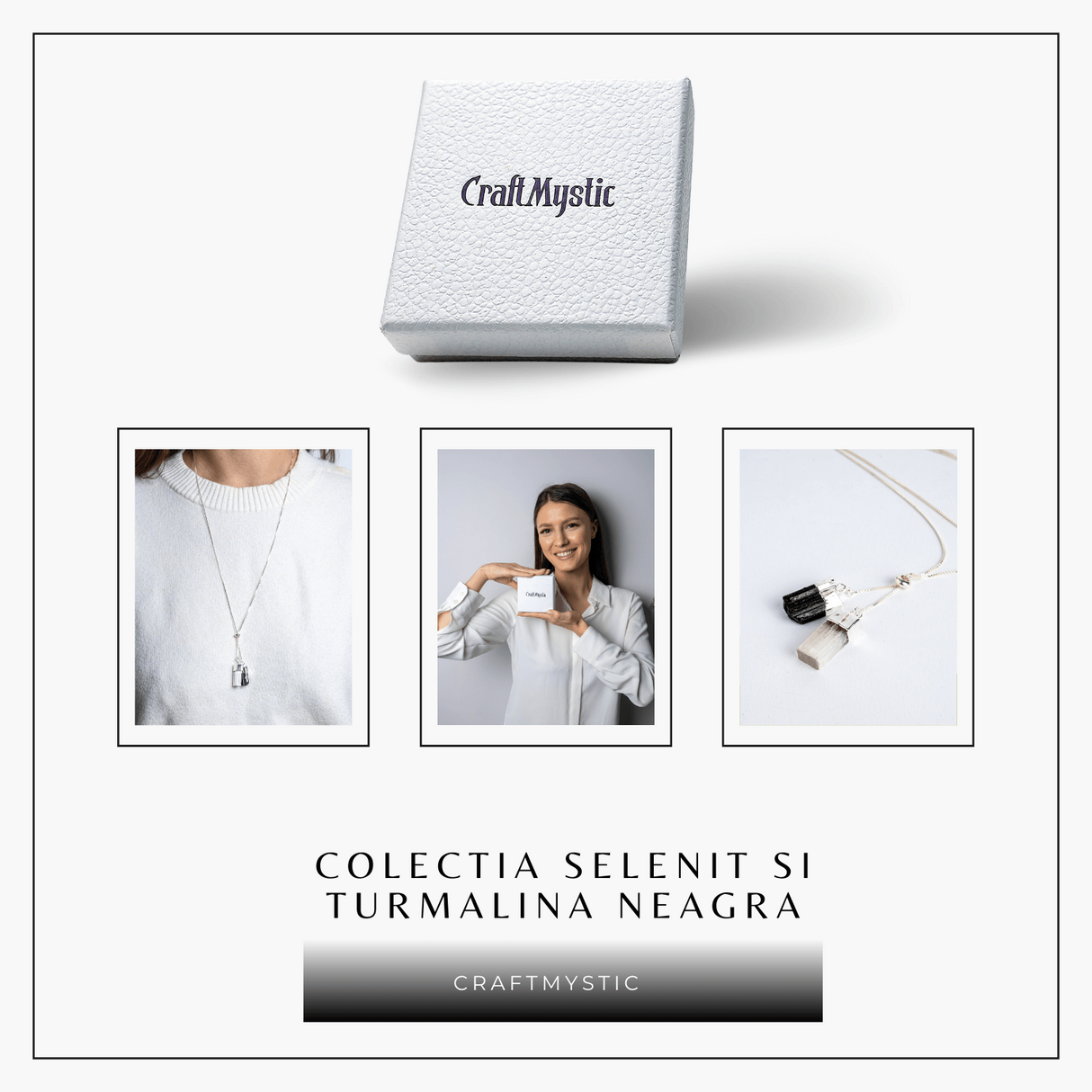 Protectie completa - Colier cu selenit si turmalina neagra pentru energie curata
