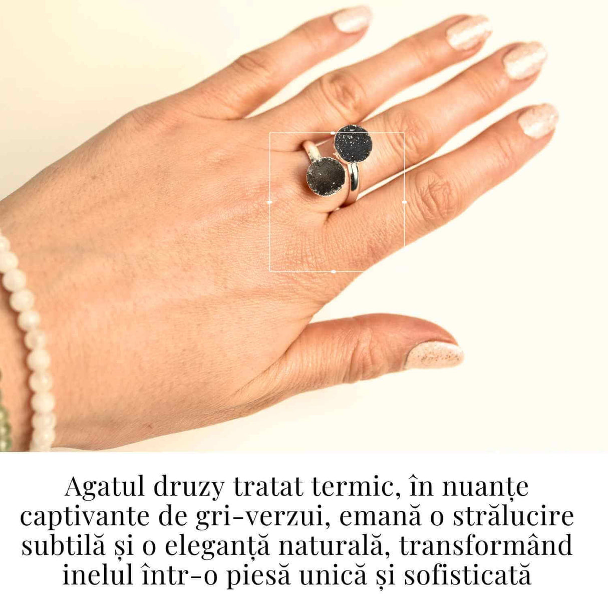 Inel Argintiu cu Dublu Agat Druzy - Energie si Eleganta Unica