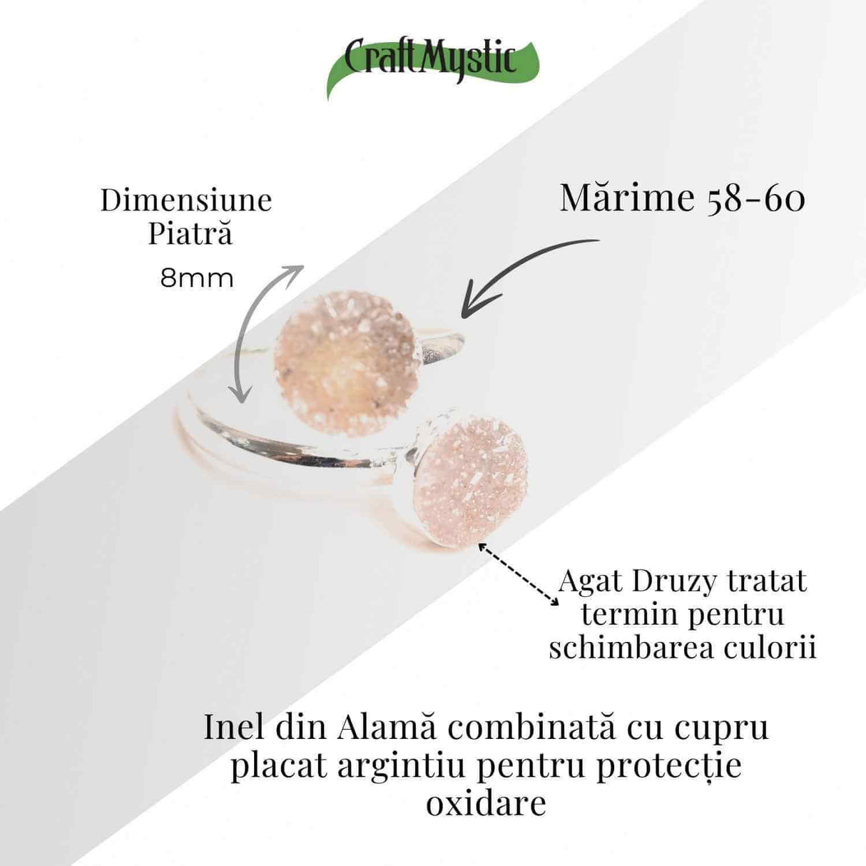 Inel Argintiu cu Dublu Agat Druzy - Energie si Eleganta Unica