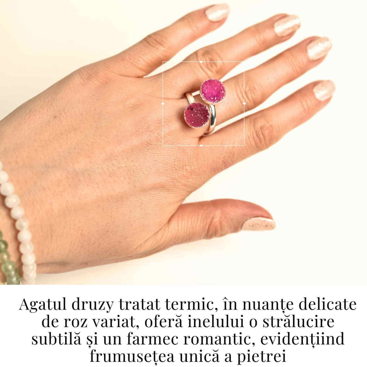 Inel Argintiu cu Dublu Agat Druzy - Energie si Eleganta Unica