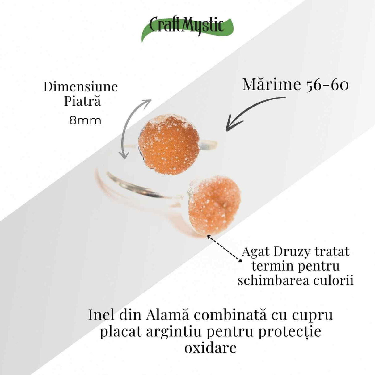 Inel Argintiu cu Dublu Agat Druzy - Energie si Eleganta Unica
