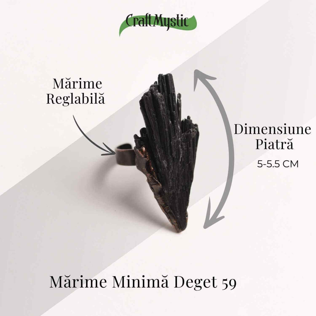 Inel Reglabil Vintage cu Turmalina Neagra aripa - Protectie si echilibru energetic