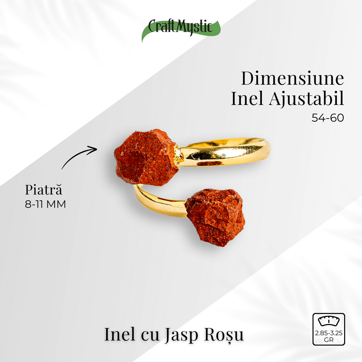 Energie si echilibru zilnic - Inel cu dublu jasp rosu brut