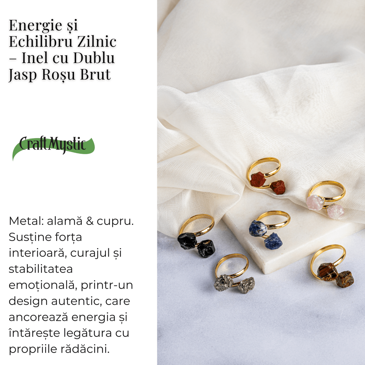 Energie si echilibru zilnic - Inel cu dublu jasp rosu brut