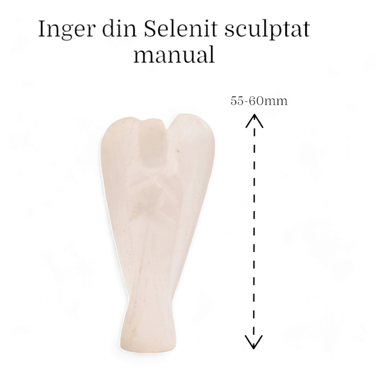 Inger de 55-60 mm Sculptat Manual din Piatra Naturala de Selenit-Protecție și Claritate Spirituală