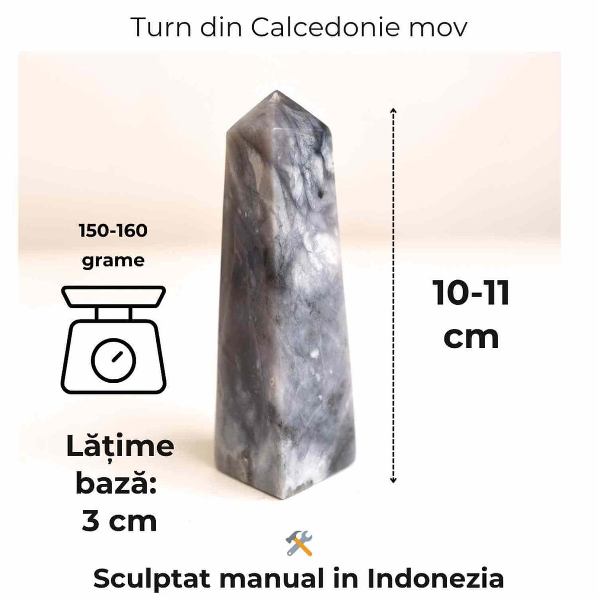 Turn din Calcedonie Mov 10-11 cm - Claritate in ganduri, liniste in suflet