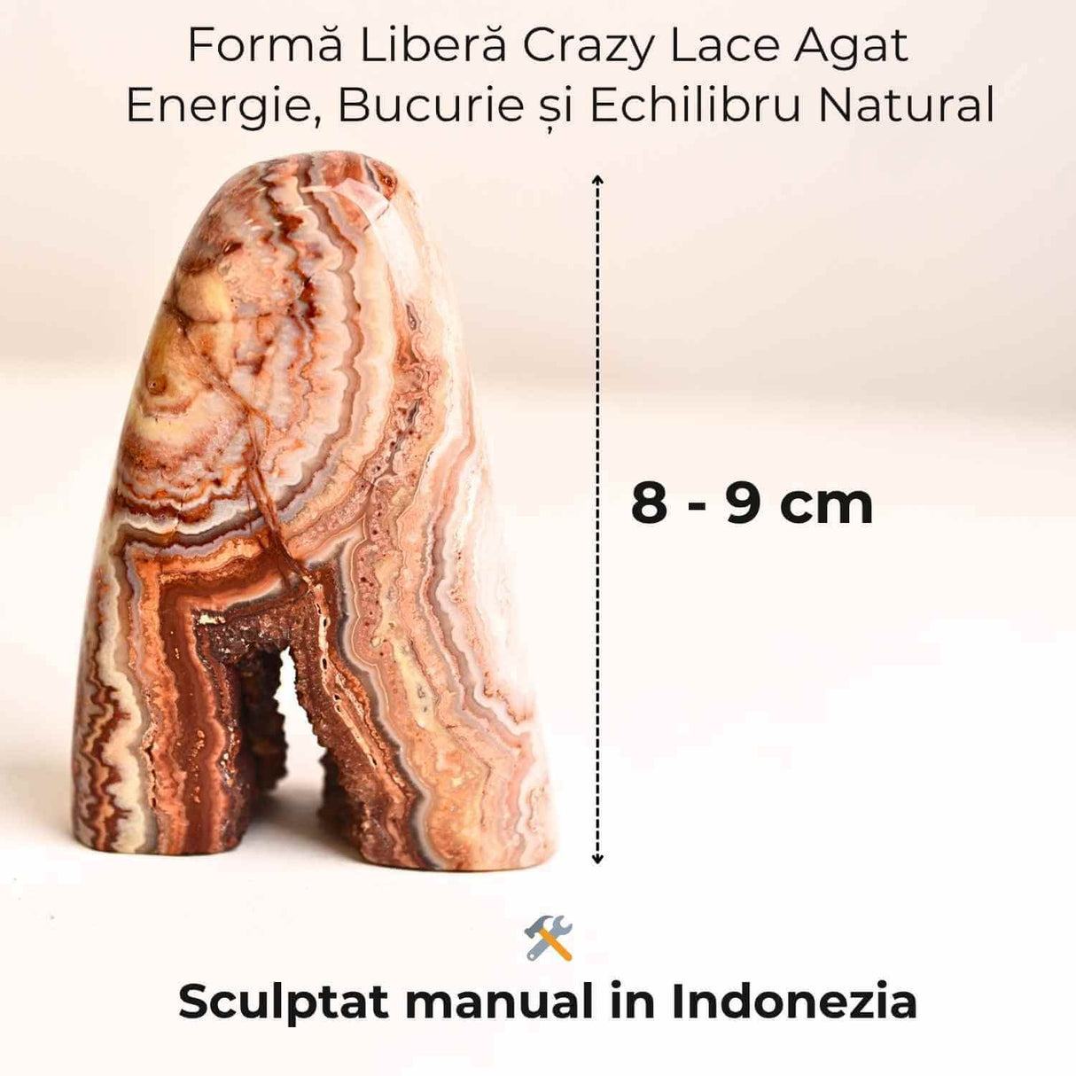 Forma libera din agat Crazy Lace - Energie solara si echilibru emotional