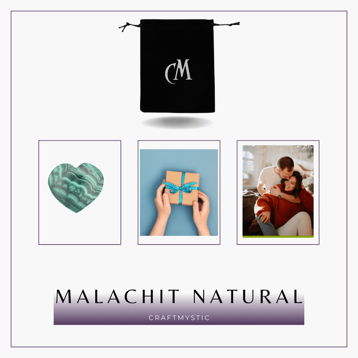 Inima de Malachit Natural 40mm - Puterea Vindecătoare la Îndemâna Ta