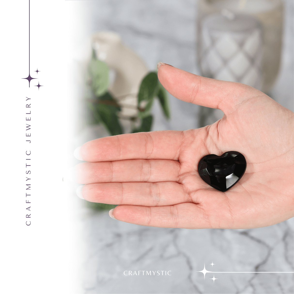 Inimioara Decorativa 30 mm din Obsidian Negru Fatetat Mexican