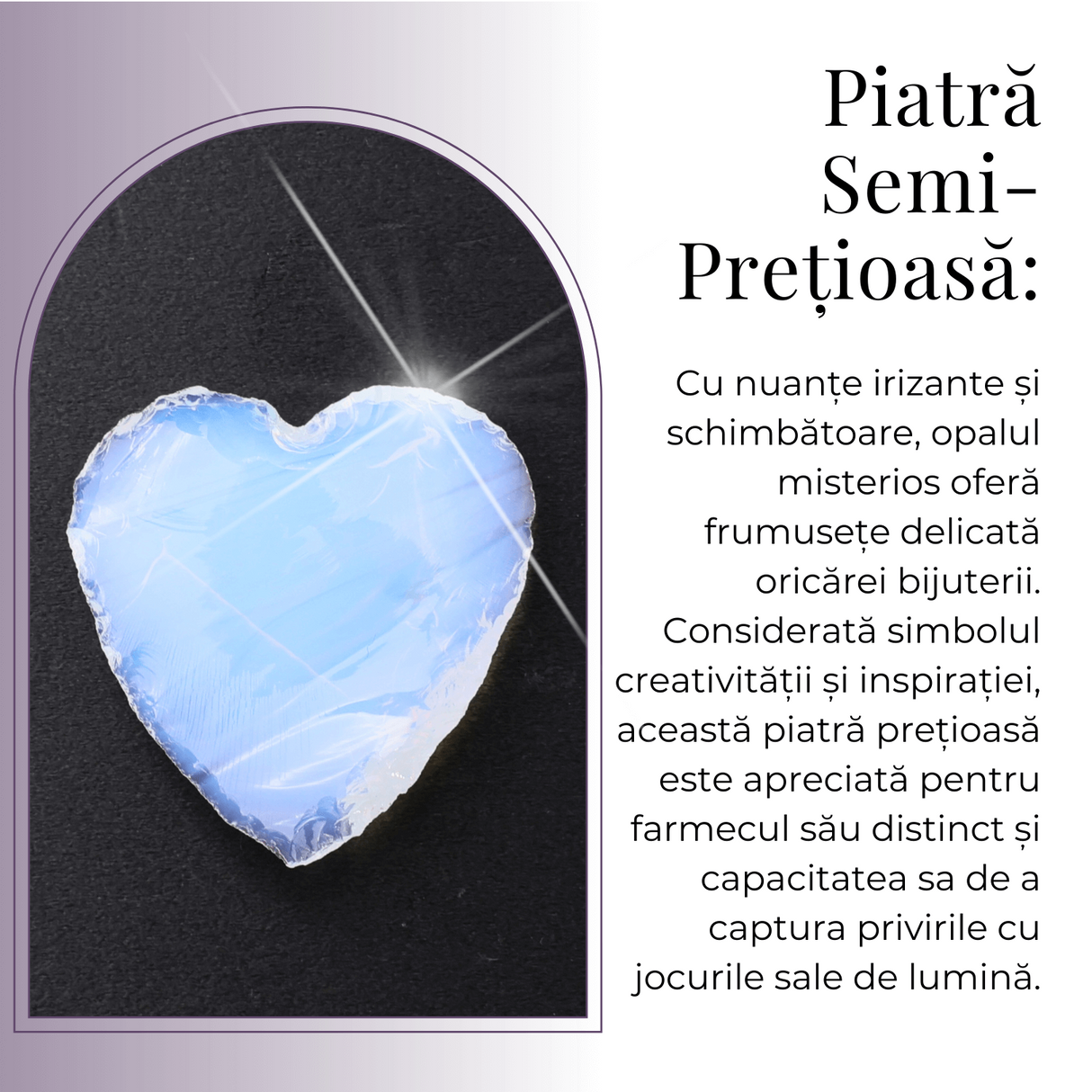 Inima din Cristal de Opalita Sculptata Manual - Piatra Semipretioasa pentru Bijuterii si Impachetare cu Sarma