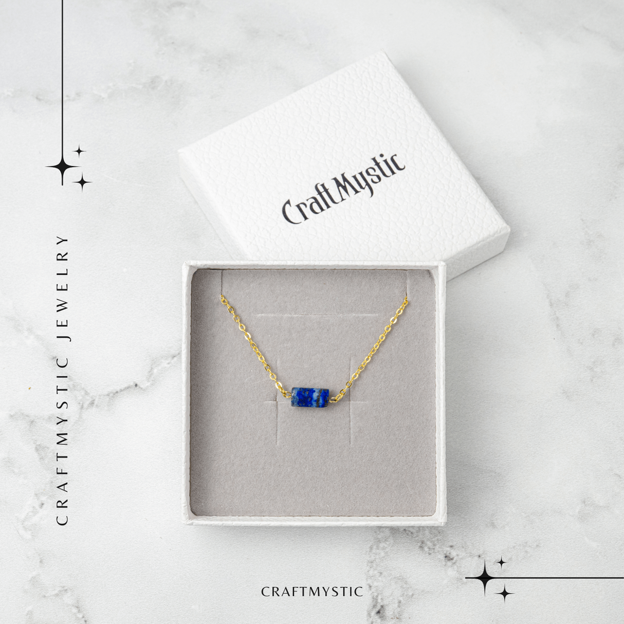 Intelepciune si Claritate - Colier cu Pandantiv Hexagonal din Lapis Lazuli Natural pe Lant de Cupru