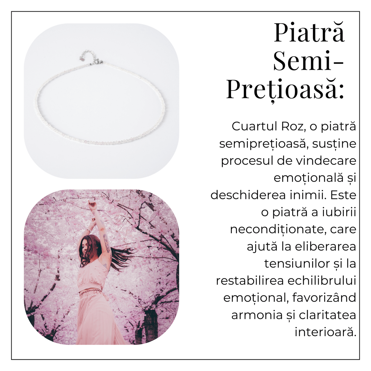Iubire si Delicatete - Choker din Otel Inoxidabil cu Cuart Roz fatetat