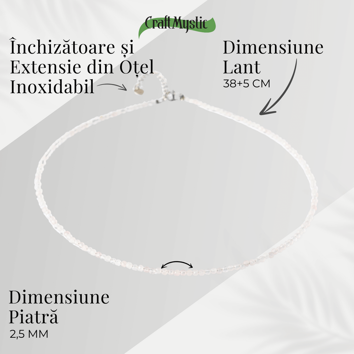 Iubire si Delicatete - Choker din Otel Inoxidabil cu Cuart Roz fatetat