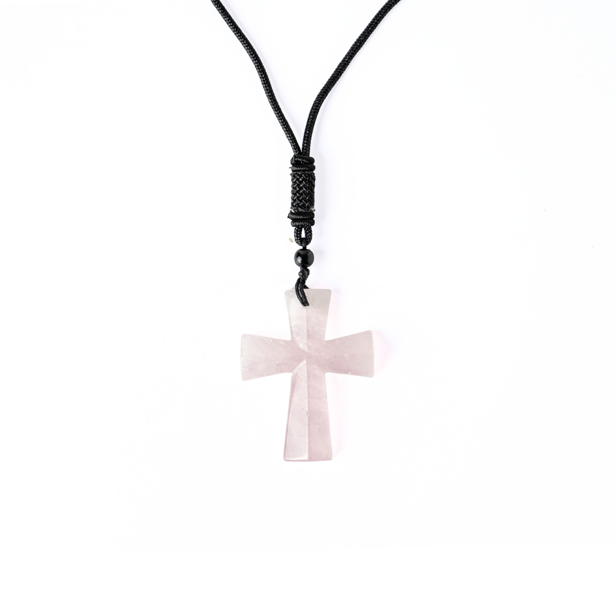 Iubire si Armonie - Colier Cruce din Cuart Roz Natural