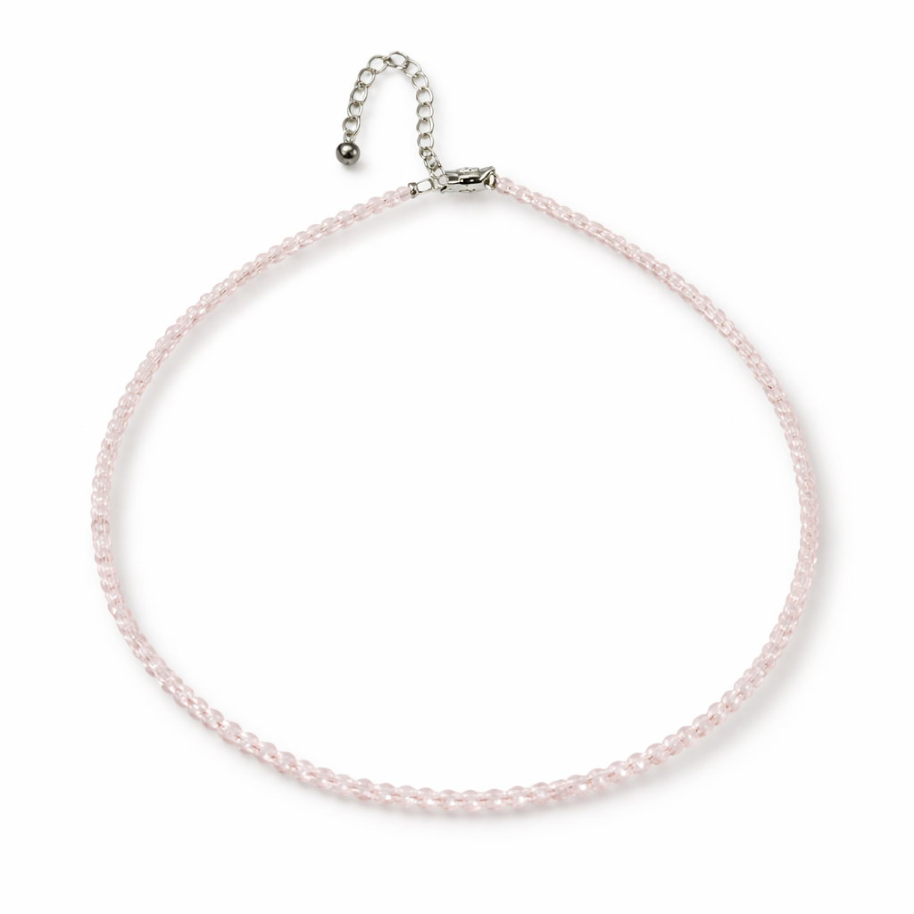 Iubire si Delicatete - Choker din Otel Inoxidabil cu Cuart Roz fatetat