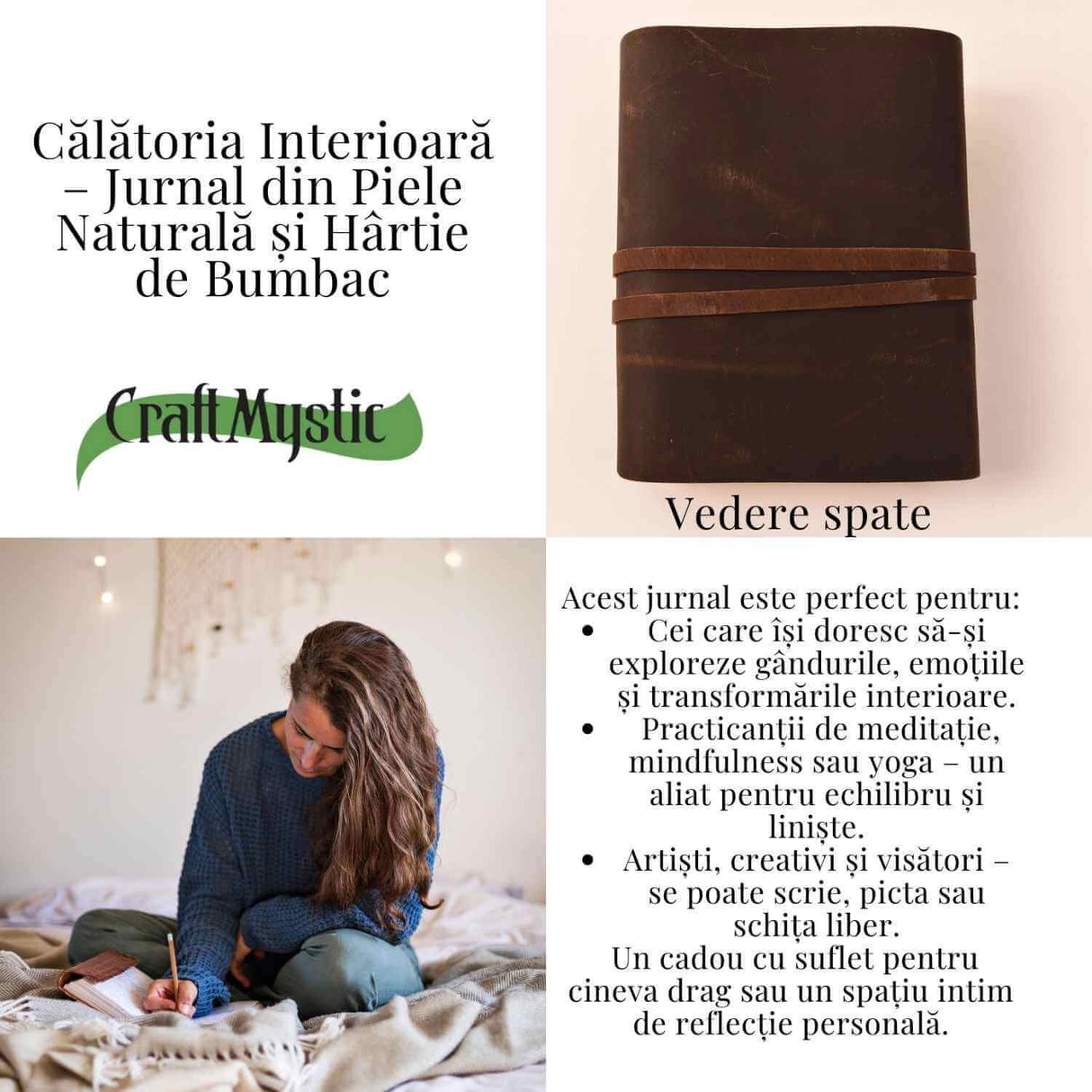Jurnal Piele Naturala cu Hartie din Bumbac galbena model cheita