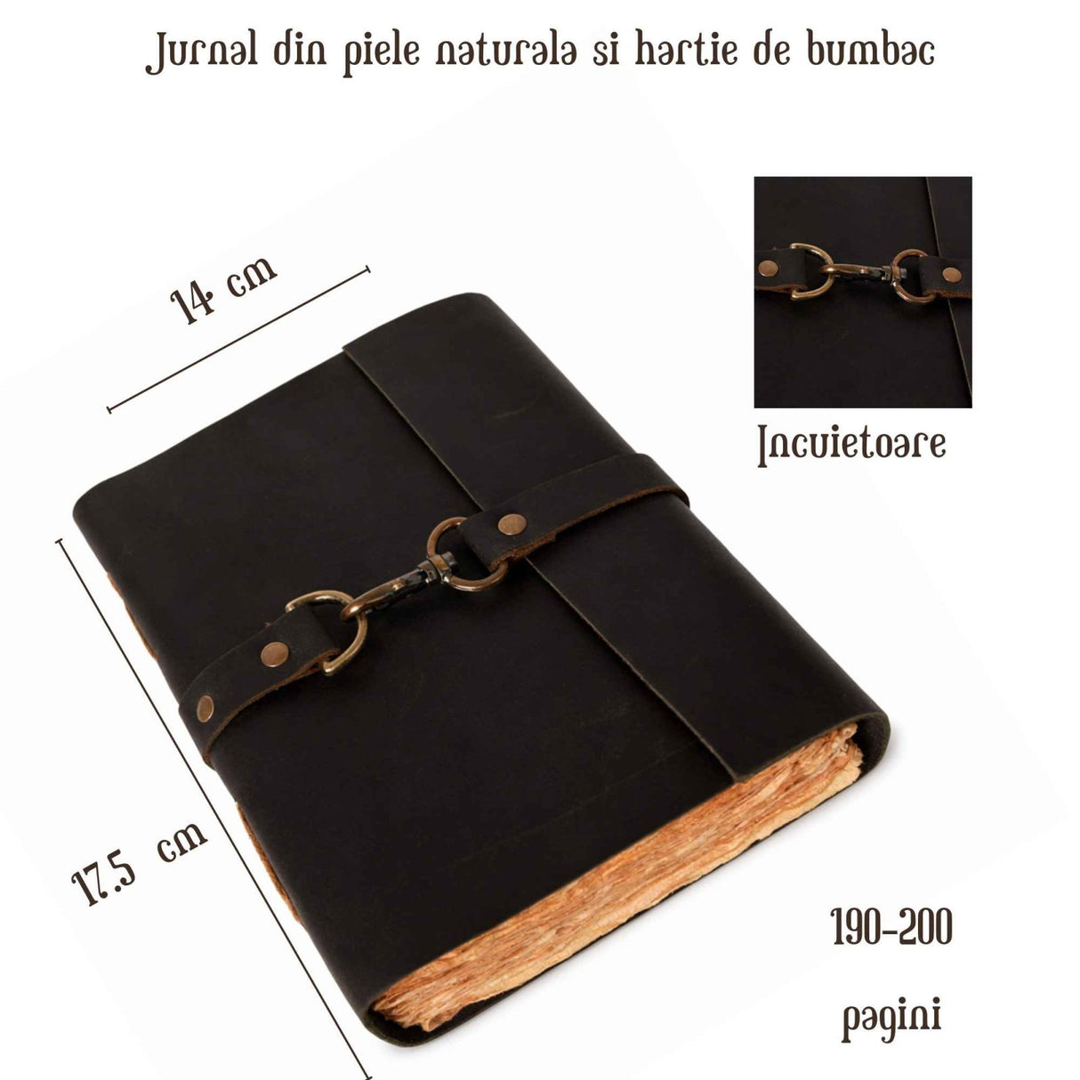 Jurnal din piele naturala cu hartie din bumbac galbena 17x13 cm – Eleganta si autenticitate