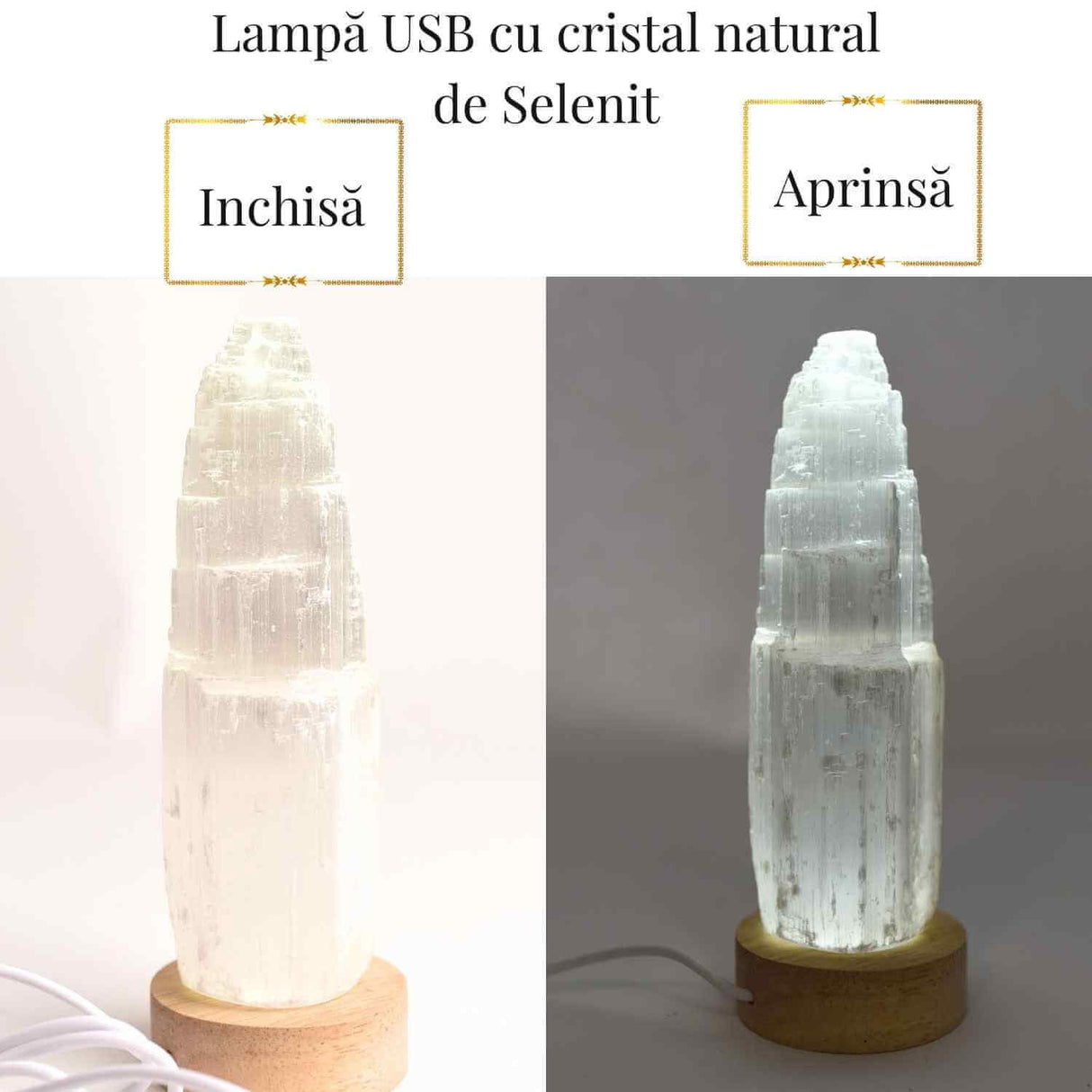 Lampa de noapte din Selenit natural – Purificare si Liniste