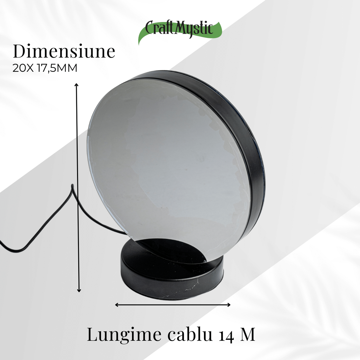 Lampa cu Oglinda si Ametist Natural - Decor cu Iluminare Magica si Cristale Energetice