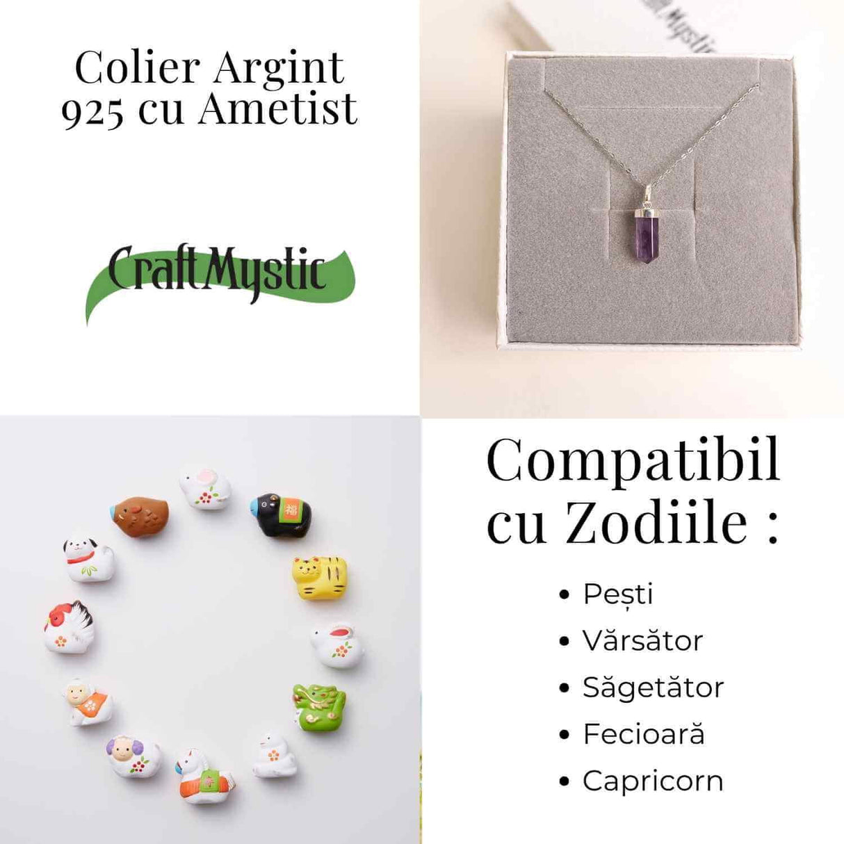 Protectie si Claritate Zilnica - Colier Turnulet cu Ametist si Argint 925
