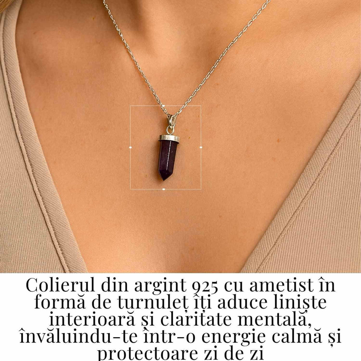 Protectie si Claritate Zilnica - Colier Turnulet cu Ametist si Argint 925