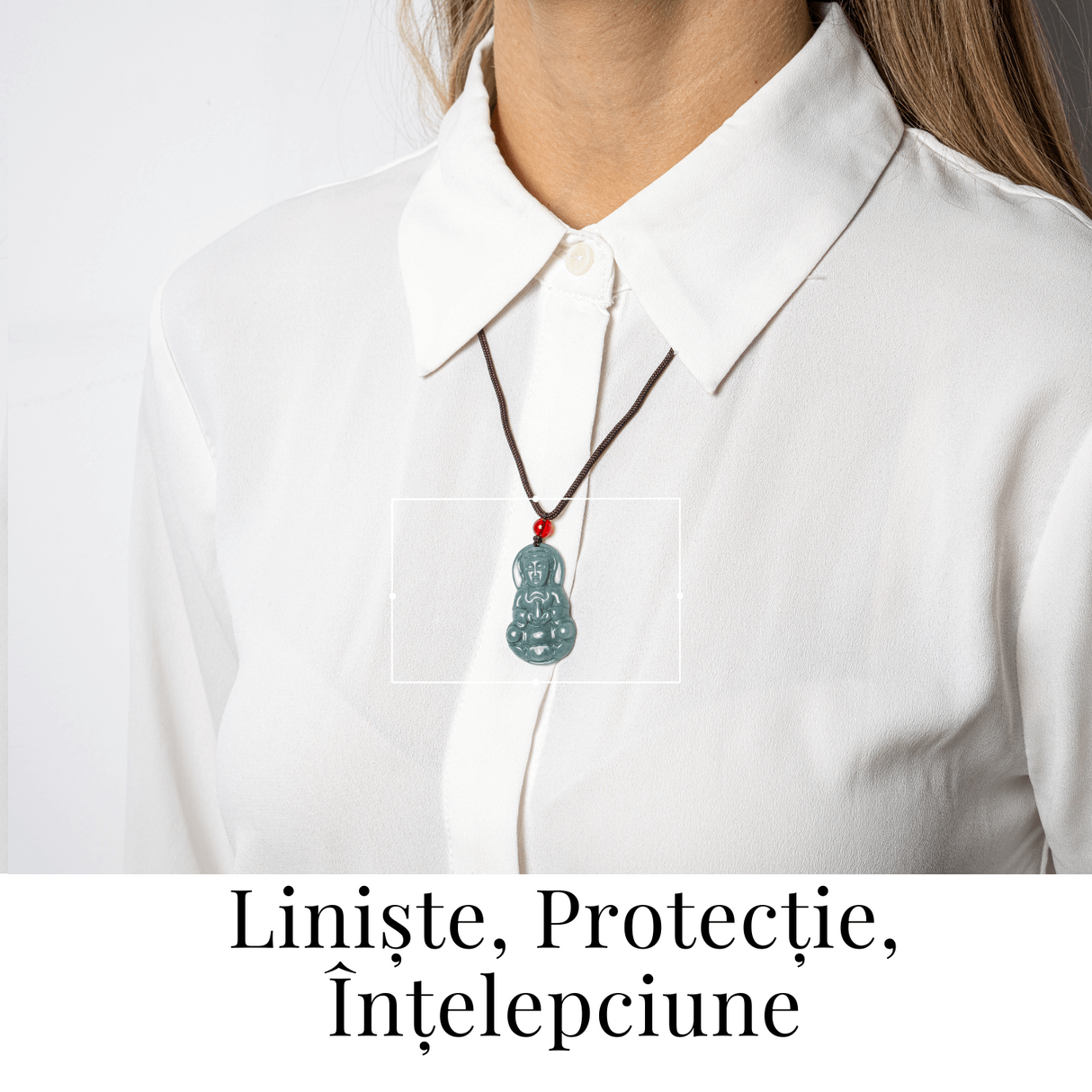 Protectie si Intelepciune - Colier Guanyin din Jad Albastru de Guatemala