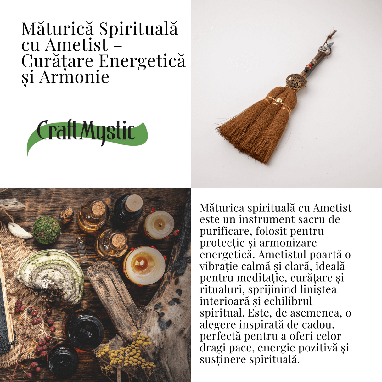 Maturica Energetica cu Ametist si Set Chakre – Purificare, Protectie si Armonie Sacra