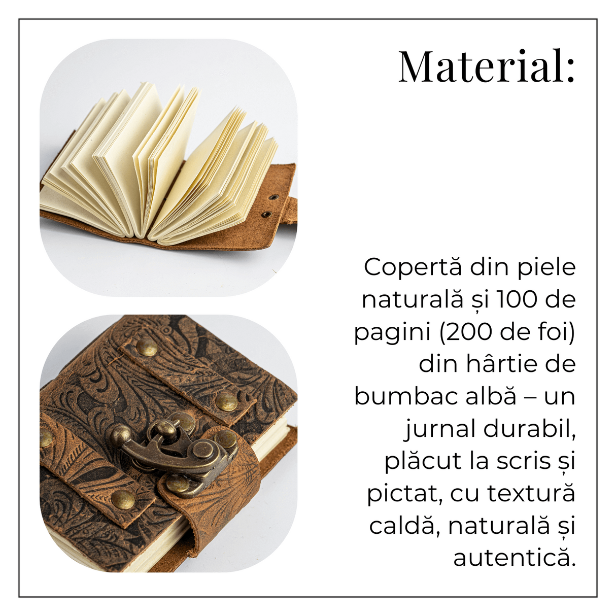Talisman pentru Ganduri – Mini Jurnal Verdecu Coperta din Piele
