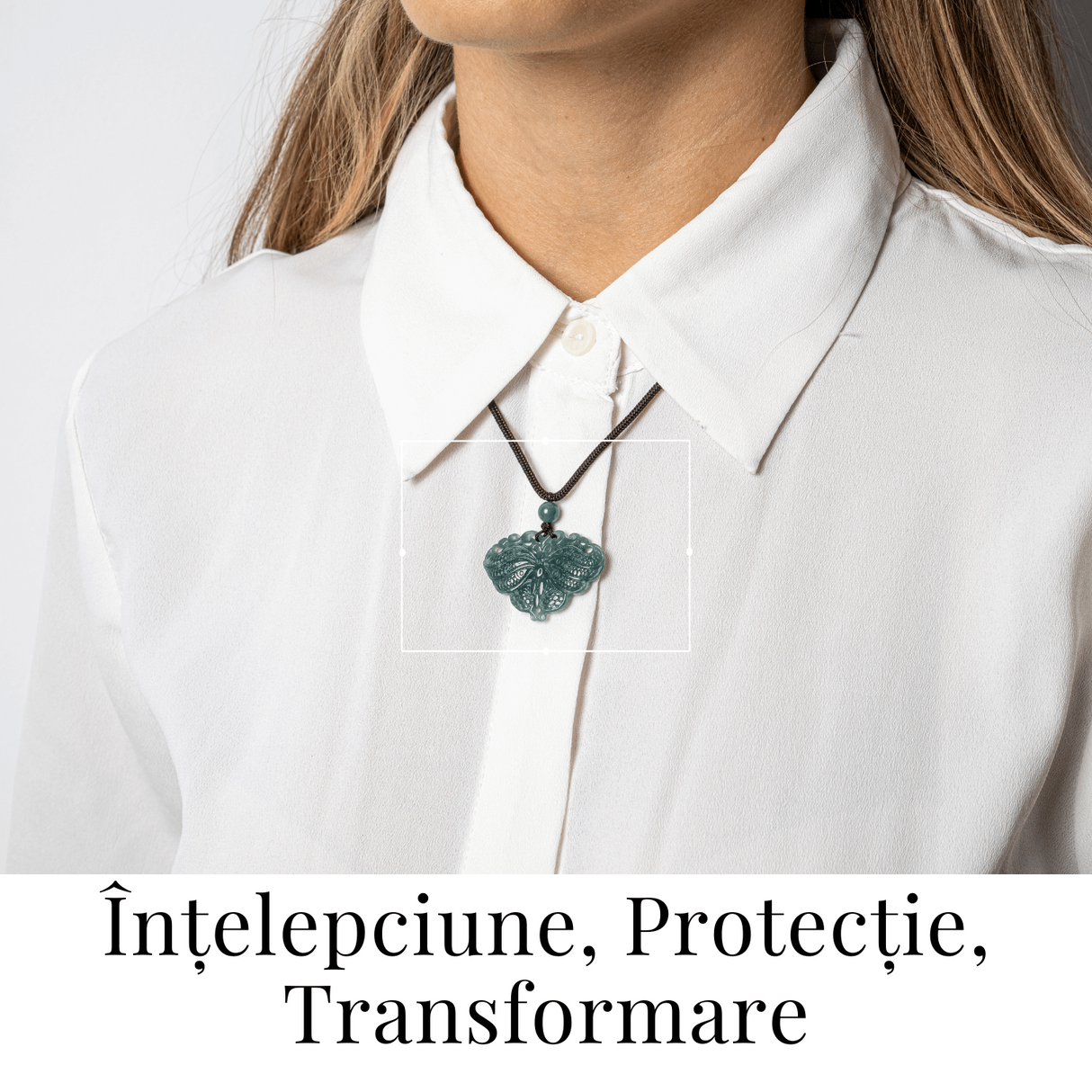 Transformare si Armonie - Colier Fluture din Jad Albastru de Guatemala