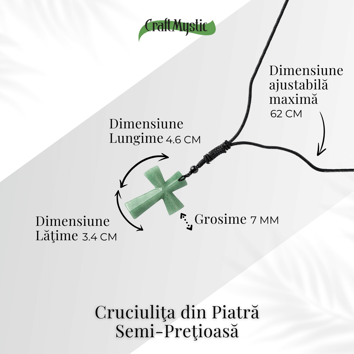 Noroc si Vindecare - Colier Cruce din Aventurin Verde Natural