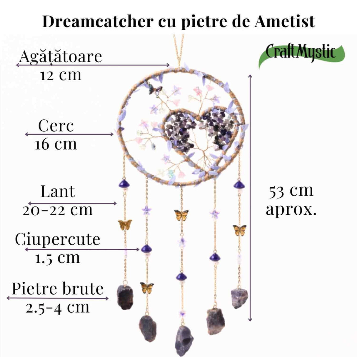 Dreamcatcher cu Ametist pentru liniste si echilibru interior