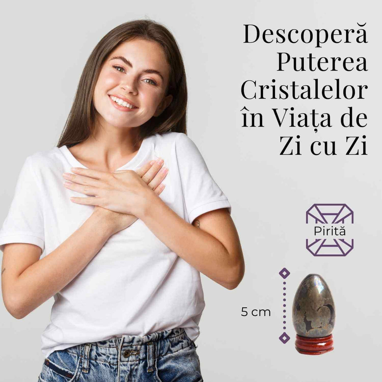 Ou Pirita 50mm cu Suport – Atrage Prosperitatea si Protectia Energetica