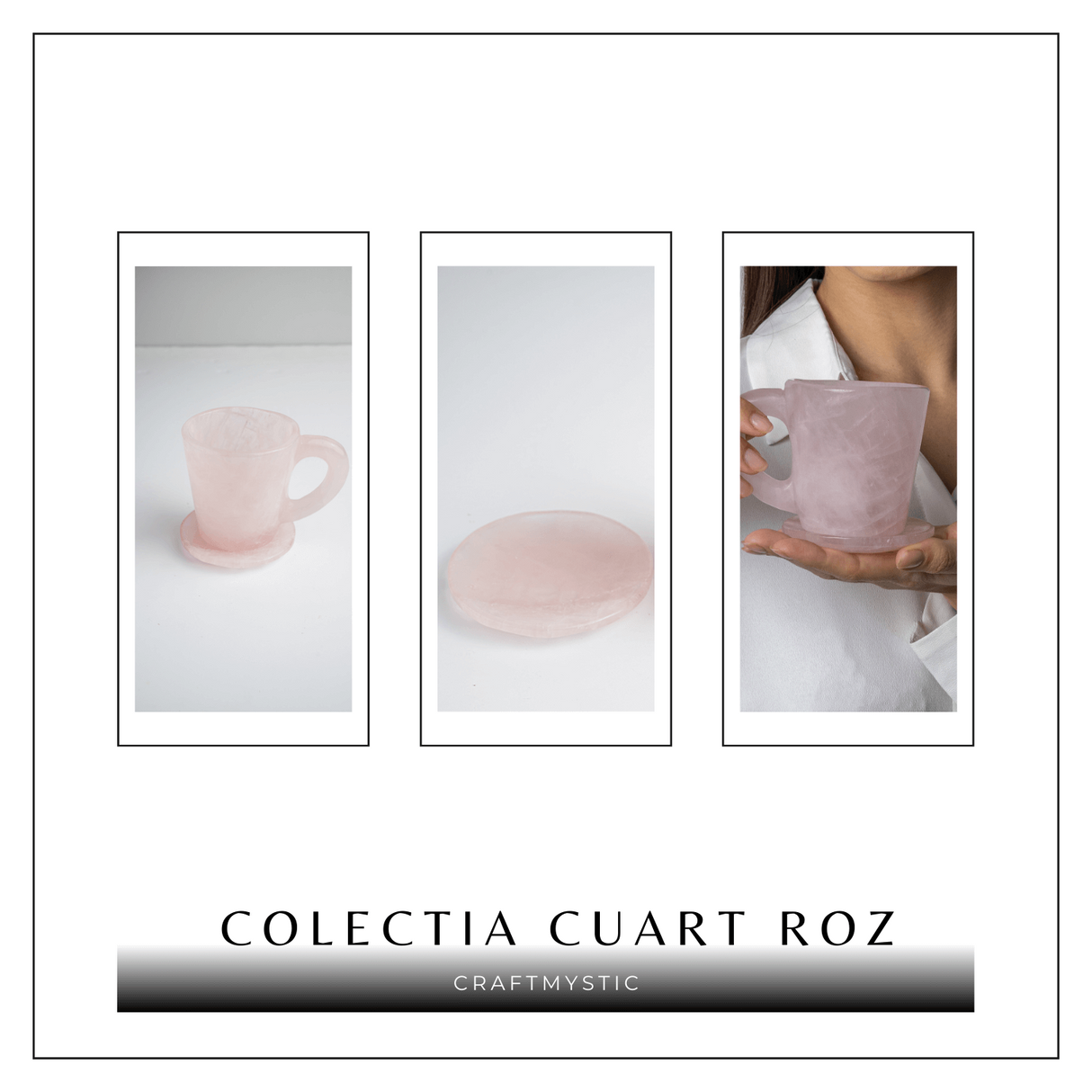 Pocalul Iubirii – Cana din Cuart Roz si Suport din Cristal