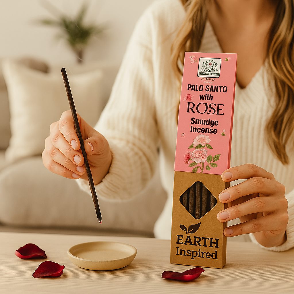 Palo Santo cu Trandafir – Betisoare Smudge Incense Earth Inspired