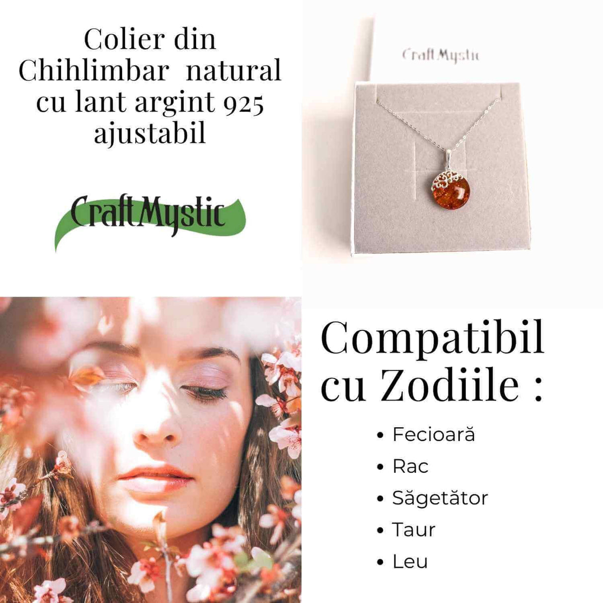 Colier argint 925 cu chihlimbar natural - eleganta si protectie