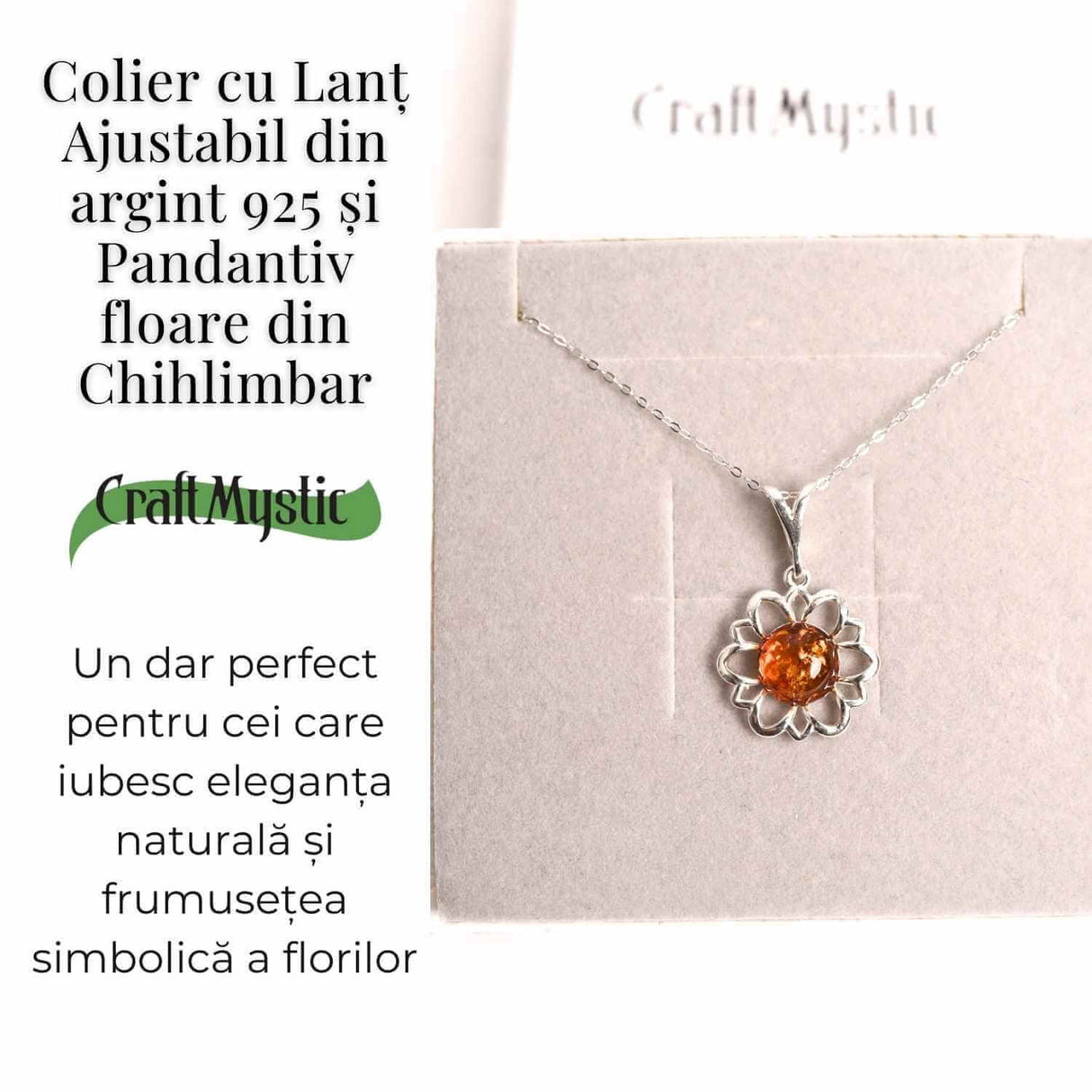Colier argint 925 cu chihlimbar natural - frumusetea florii