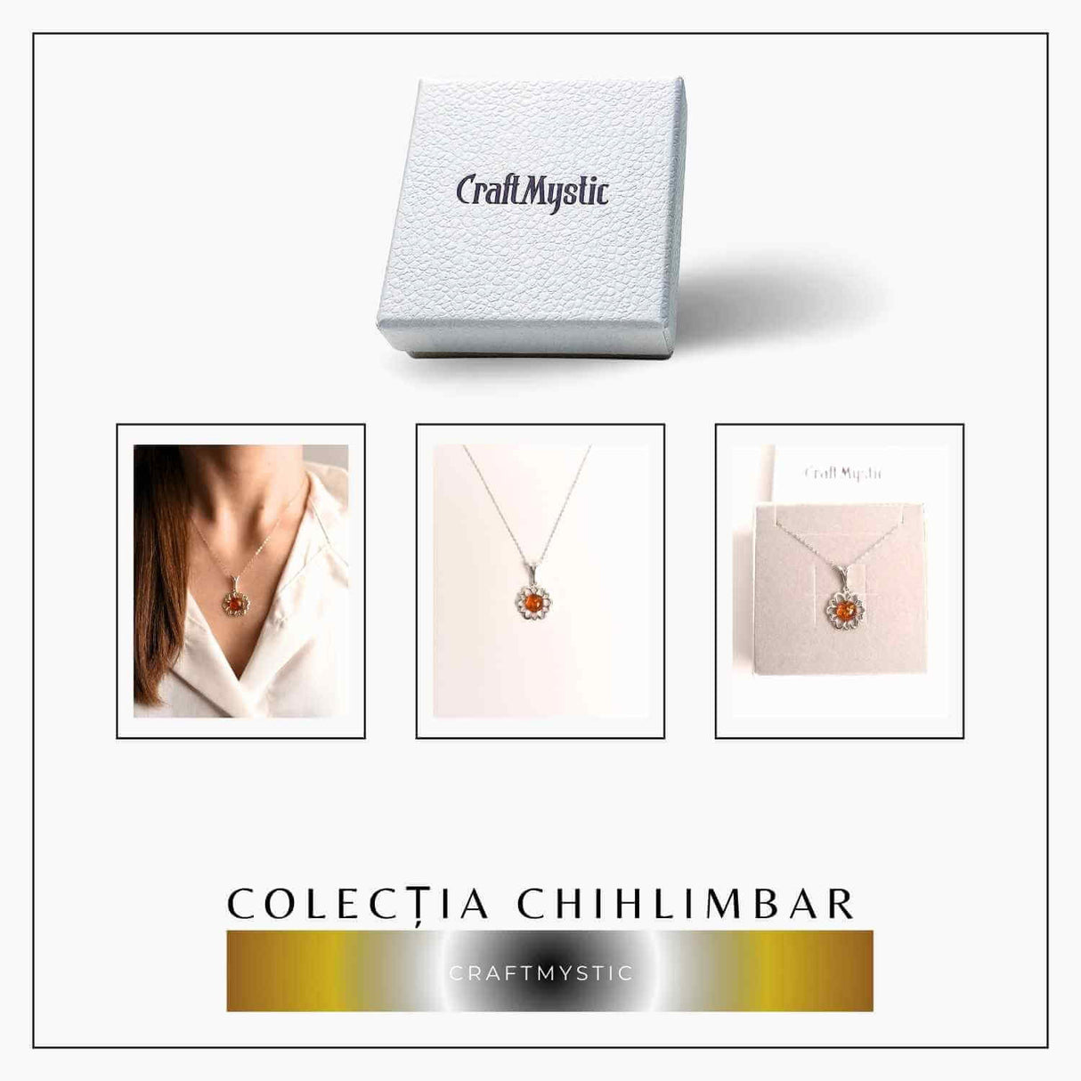 Colier argint 925 cu chihlimbar natural - frumusetea florii