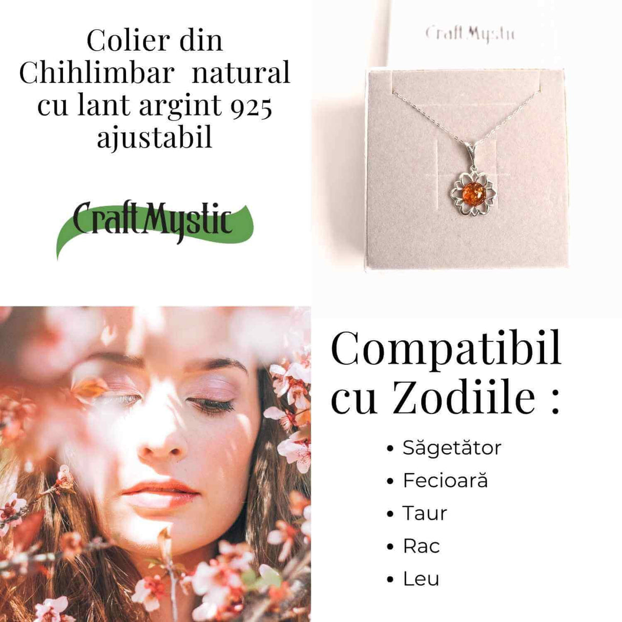 Colier argint 925 cu chihlimbar natural - frumusetea florii
