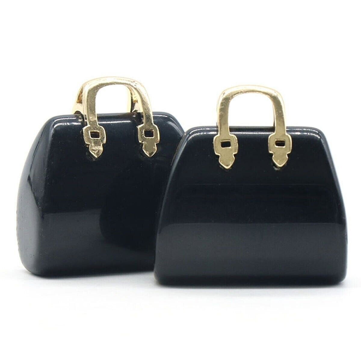Pandantive 2.5 cm din piatra naturala Obsidian, in forma de geanta - Accesorii din piatra pentru realizarea de bijuterii, cercei, colier