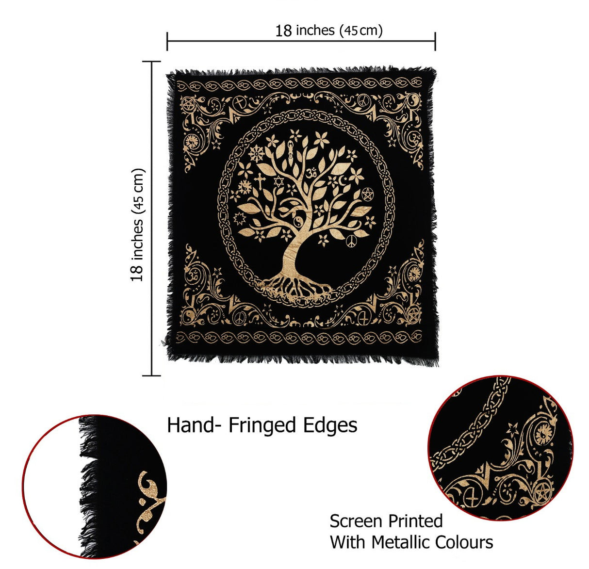 Panza Sacra pentru altar magic - Design Tree of Life Arborele Vietii - Vrajitorie Tarot Wiccani Spiritualitate
