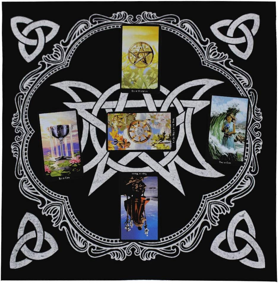 Panza sacra pentru altar magic - Design unic Pentagram Argintiu - Vrajitorie Tarot Wiccani Spiritualitate