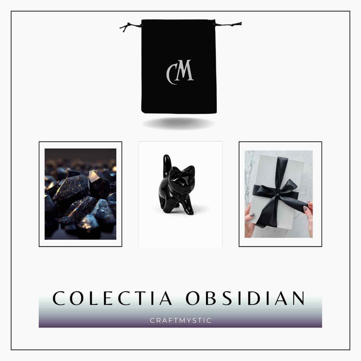 Figurina Pisica din Obsidian Negru – Protectie, Intuitie si Eleganta Mystica