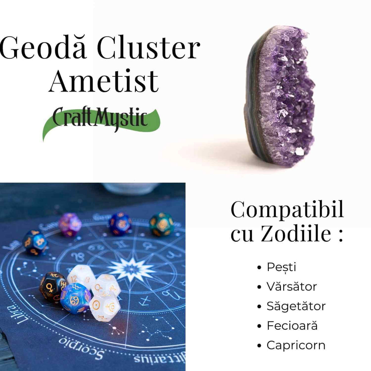 Geoda de ametist natural, taiata manual - Protectie si echilibru H= 10-11 cm L= 6-8 cm 500-600 gr