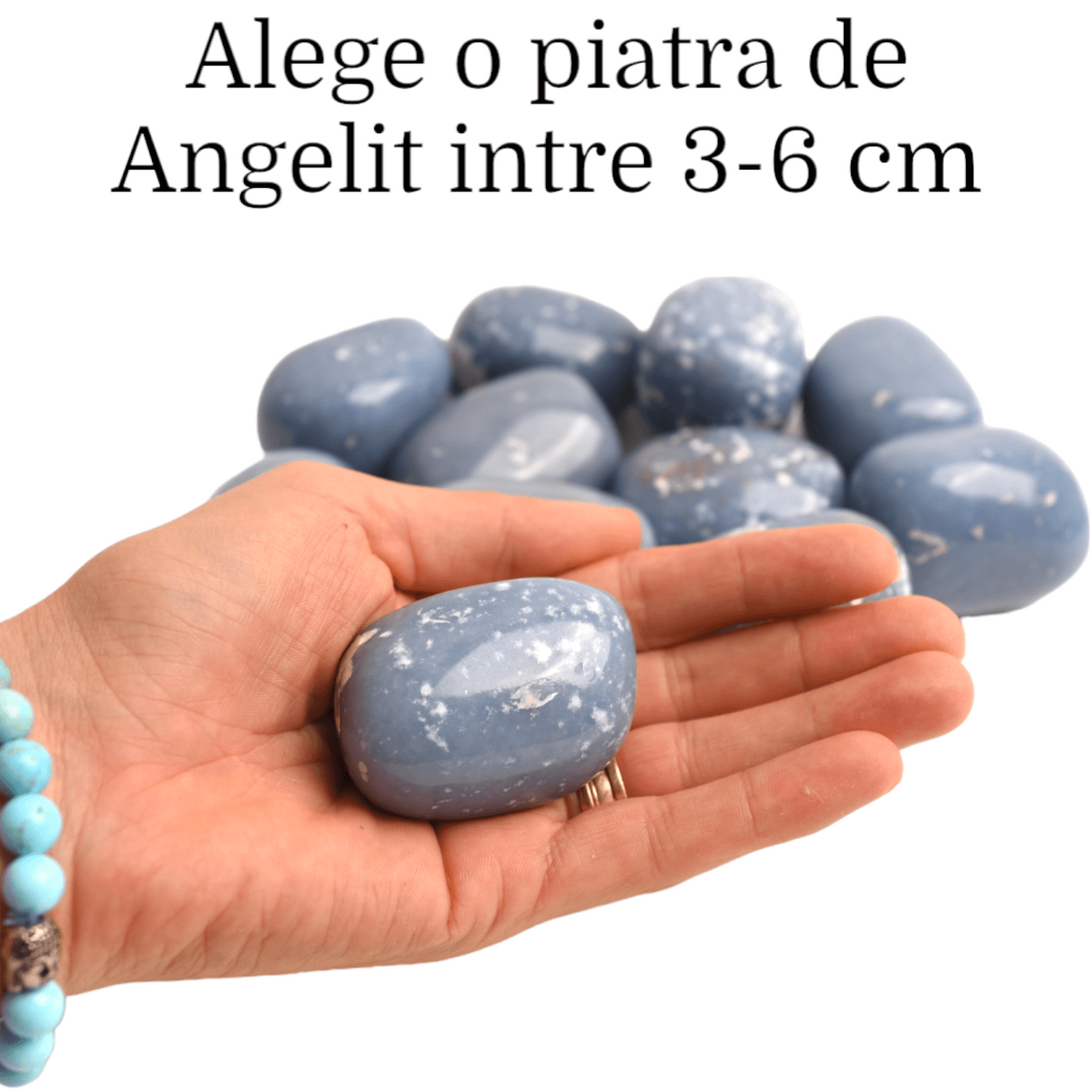 Piatra rulata din Angelit natural - Conexiune Spirituală și Liniște 3-4 cm