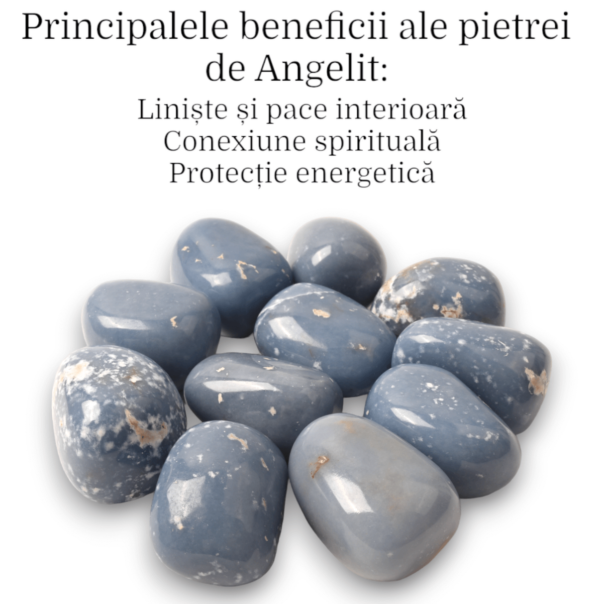 Piatra rulata din Angelit natural - Conexiune Spirituală și Liniște 3-4 cm