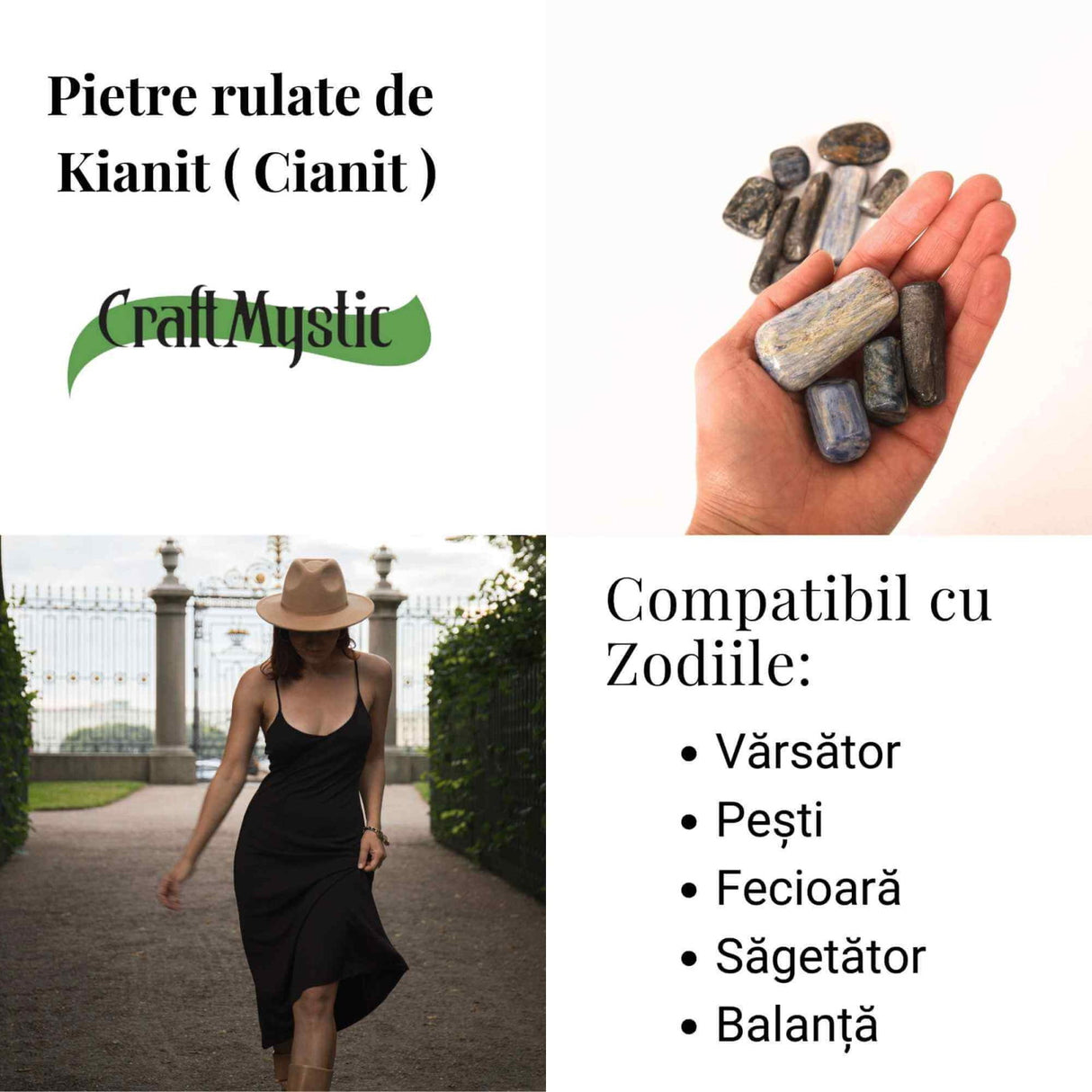 Piatra rulata de Kianit Albastru (Cianit) -Claritate, liniste si a intuitie profunda