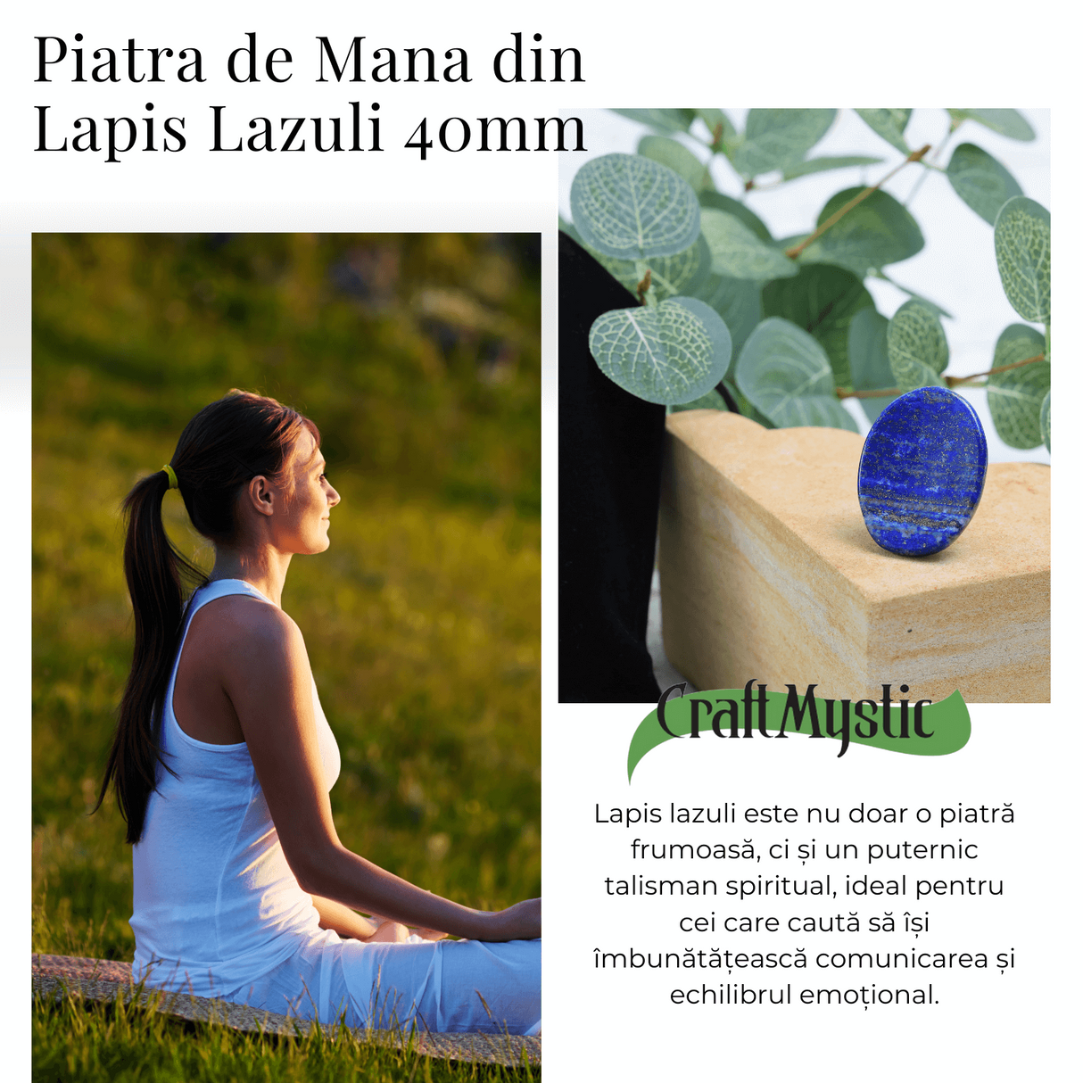 Piatra de Deget Terapeutica Lapis Lazuli 4 cm - Claritate si Liniste
